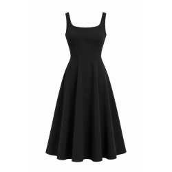 Midi Black Sleeveless Women's Dress