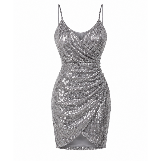 Grey Sequin Party Dress