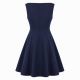 Boat Neck A-Line Lined Zip Dress