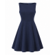 Boat Neck A-Line Lined Zip Dress