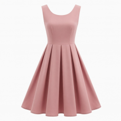 Scoop Neck Sleeveless Pleated Fit Flare Dress