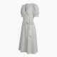V-Neck Puff Sleeve Wrap Polka Dot Midi Dress