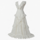 V-Neck Sleeveless Ruffled Lace Maxi Dress