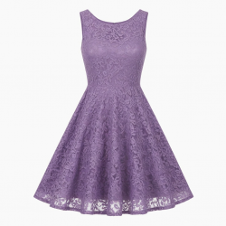 Purple Sleeveless Fit Flare Lace Dress