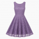 Purple Sleeveless Fit Flare Lace Dress
