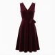 V-Neck Sleeveless Wrap Velvet Midi Dress