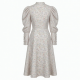 High Neck Puff Sleeve Button Floral Women's Shirt Dress