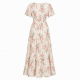 V-Neck Short Sleeve Floral Viscose Women's Maxi Dress