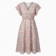 V-Neck Flutter Sleeve Wrap Floral Midi Dress