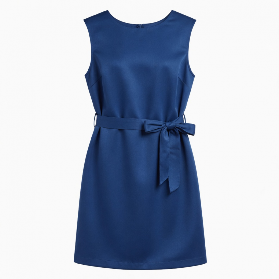 Royal Blue Sleeveless Shift Belted Women's Dress