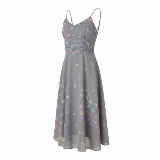 Grey Multicolor Evening Summer Dress