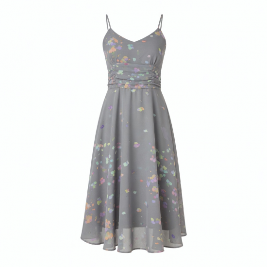 Grey Multicolor Evening Summer Dress