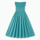 Turquoise Strapless Gathered Women's Maxi Dress