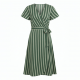 Green Wrap Striped Midi Dress