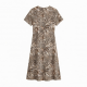 V-Neck Short Sleeve Wrap Animal Print Midi Dress