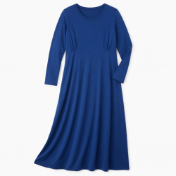Plus Size Royal Blue Long Sleeve Jersey Women's Maxi Dress