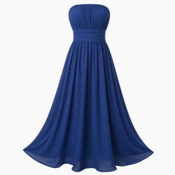 Royal Blue Strapless Gathered Women's Maxi Dress