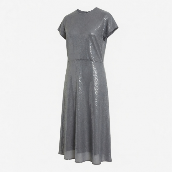 Grey Sequin Silk Dress