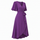 Purple Wrap Midi Dress