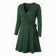 V-Neck Long Sleeve Wrap Jersey Women's Dress