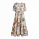 V-Neck Tiered Button Abstract Women's Maxi Dress
