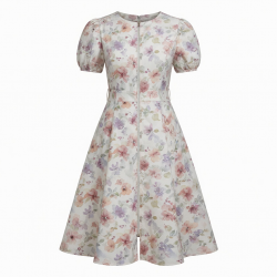 A-Line Lined Zip Floral Dress