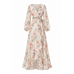 Long Sleeve Wrap Floral Boho Maxi Dress