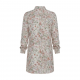 Collared Long Sleeve Floral Viscose Shirt Dress