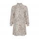 Collared Long Sleeve Floral Viscose Shirt Dress