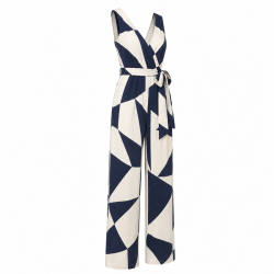 V-Neck Sleeveless Geometric Women's Jumpsuit