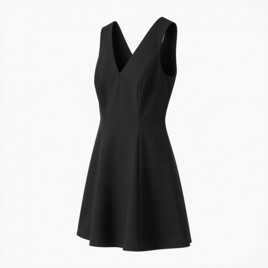 Black V-Neck Sleeveless Mini Dress