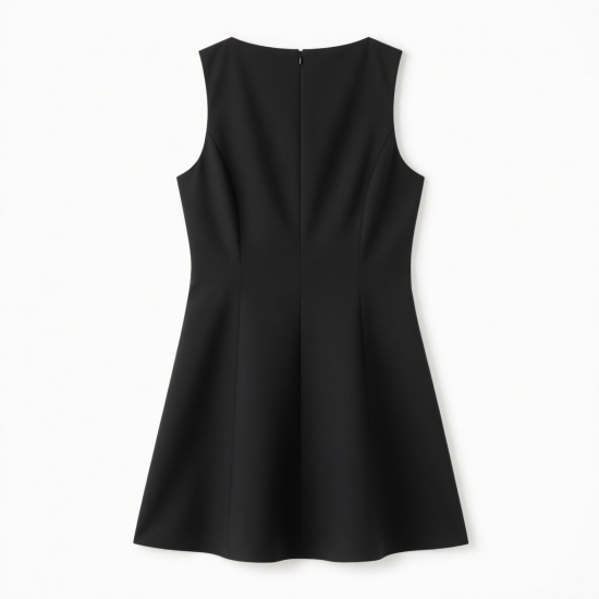 Black V-Neck Sleeveless Mini Dress