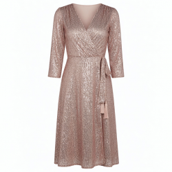 Wrap Sequin Party Evening Midi Dress