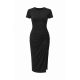 Black Crewneck Gathered Jersey Midi Dress